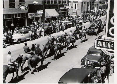 Horses on Main Street in Downtown Amherst