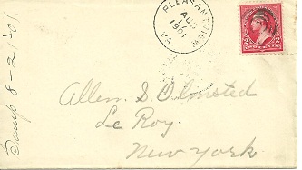 Pleasant View, August 17, 1901; circular date stamp; with 1895 2 cent carmine Washington stamp