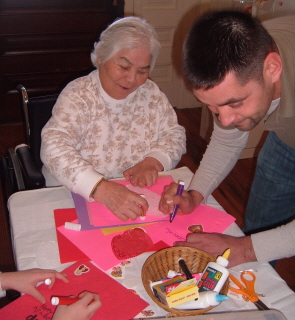 Participants make valentines at the Museum.